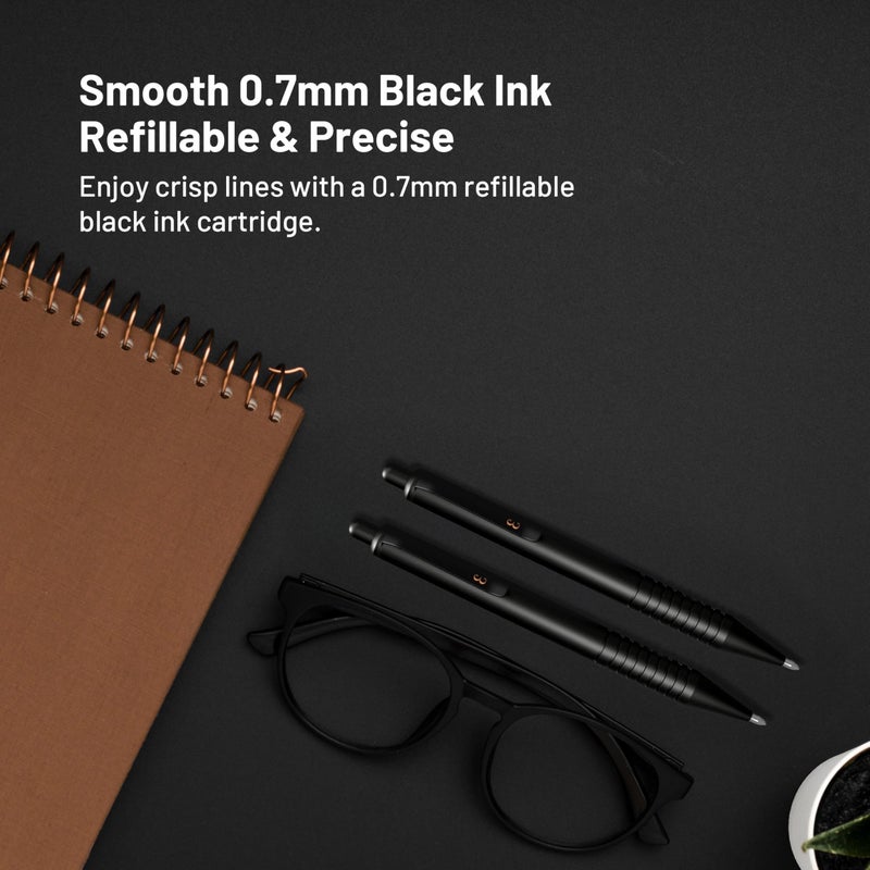 Everyman Grafton Black Mini Click Refillable 0.7mm Gel Pen | Compact Aluminum Pen with Deep Grooved Grip for Smooth Writing | Pocket EDC Ink Pen for Office, Travel, Journaling & Daily Use - Image 4